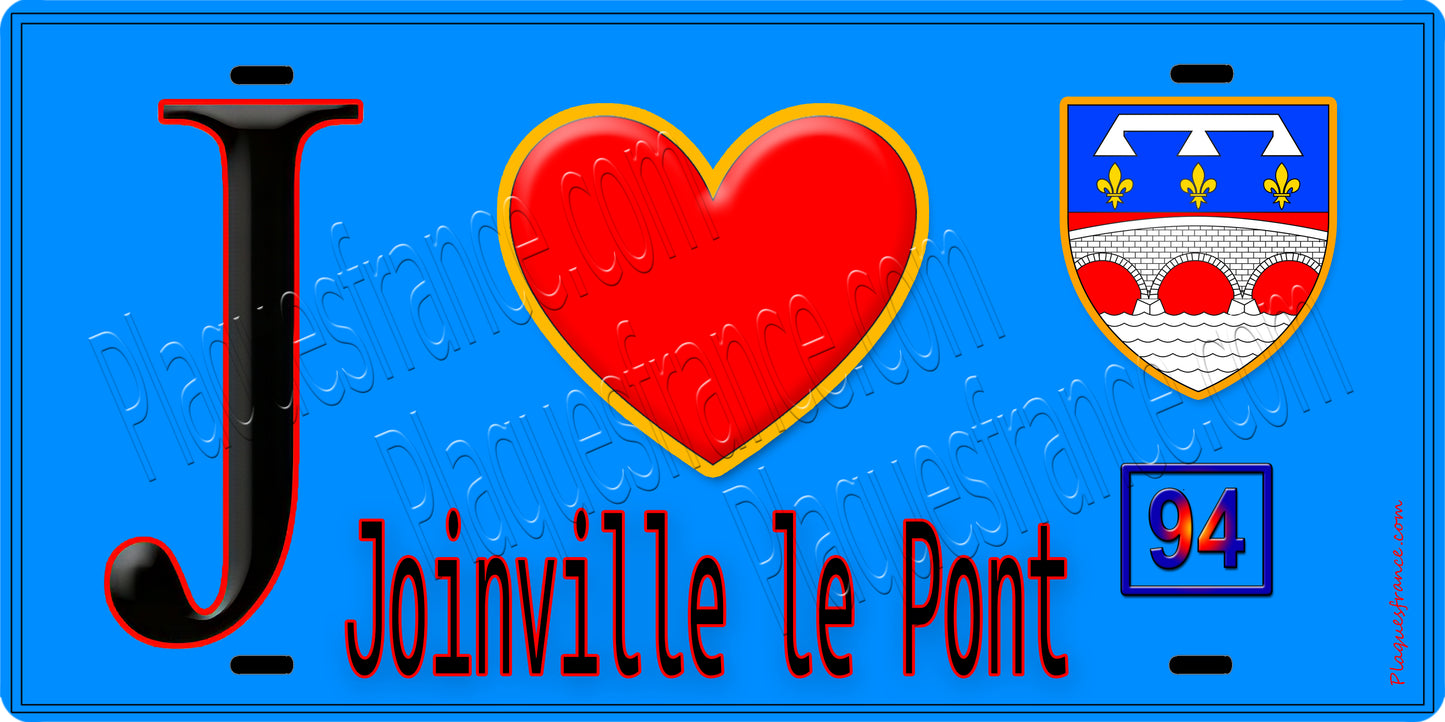 Plaque métal décorative  J' ❤️Joinville-le-Pont, Val de Marne (94)