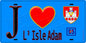 Plaque métal décorative  J' ❤️L'Isle-Adam, Val d'Oise (95) fond bleu