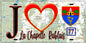 Plaque métal décorative  J' ❤️La Chapelle-Rablais, Seine et Marne (77) fond carte