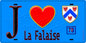 Plaque métal décorative  J' ❤️ La Falaise, Yvelines (78) fond beu