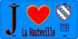 Plaque métal décorative  J' ❤️ La Hauteville, Yvelines (78) fond bleu
