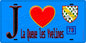 Plaque métal décorative  J' ❤️ La Queue-les-Yvelines, Yvelines (78) fond bleu