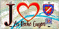 Plaque métal décorative  J' ❤️La Roche Guyon, Val d'Oise (95) fond carte