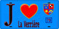 Plaque métal décorative  J' ❤️ La Verrière, Yvelines (78) fond beu