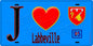 Plaque métal décorative  J' ❤️Labbeville, Val d'Oise (95) fond bleu
