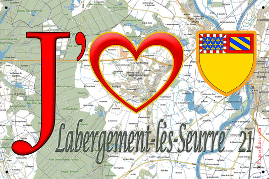 Plaque métal décorative, J' ❤️Labergement-lès-Seurre, Côte d'Or 21