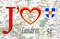 Plaque métal décorative 20 x 30 cm, J'❤️ Landres, Meurthe et Moselle (54)