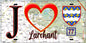 Plaque métal décorative  J' ❤️Larchant, Seine et Marne (77) fond carte