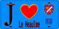 Plaque métal décorative  J' ❤️Le Heaulme, Val d'Oise (95) fond bleu