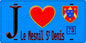 Plaque métal décorative  J' ❤️ Le Mesnil-Saint-Denis, Yvelines (78) fond bleu
