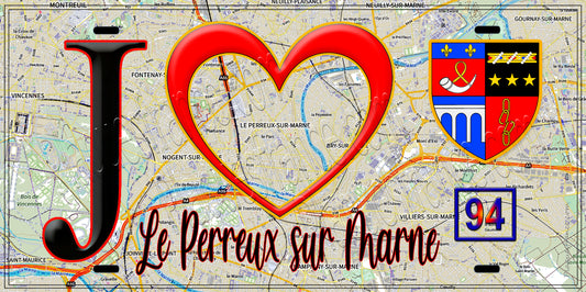 Plaque métal décorative  J' ❤️Le Perreux-sur-Marne, Val de Marne (94) - Plaquesfrance.com