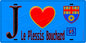 Plaque métal décorative  J' ❤️Le Plessis-Bouchard, Val d'Oise (95) fond bleu