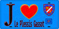 Plaque métal décorative  J' ❤️Le Plessis-Gassot, Val d'Oise (95) fond bleu