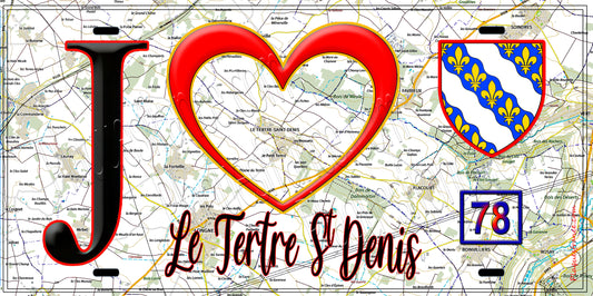 Plaque métal décorative  J' ❤️ Le Tertre-Saint-Denis, Yvelines (78)