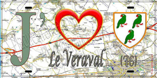 Plaque métal décorative 15X30 J' ❤️ Le Veraval , Seine Maritime (76) géo