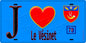 Plaque métal décorative  J' ❤️ Le Vésinet, Yvelines (78) fond bleu
