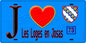 Plaque métal décorative  J' ❤️ Les Loges-en-Josas, Yvelines (78) fond bleu