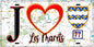 Plaque métal décorative  J' ❤️Les Marêts, Seine et Marne (77) fond carte