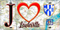 Plaque métal décorative  J' ❤️Leudeville, Essonne (91) fond carte