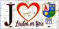 Plaque métal décorative  J' ❤️Leudon-en-Brie, Seine et Marne (77) fond carte