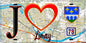 Plaque métal décorative  J' ❤️ Limay, Yvelines (78) fond carte