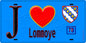 Plaque métal décorative  J' ❤️ Lommoye, Yvelines (78) fond bleu