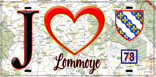 Plaque métal décorative  J' ❤️ Lommoye, Yvelines (78)