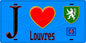 Plaque métal décorative  J' ❤️Louvres, Val d'Oise (95) fond bleu