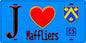 Plaque métal décorative  J' ❤️Maffliers, Val d'Oise (95) fond bleu