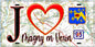 Plaque métal décorative  J' ❤️Magny-en-Vexin, Val d'Oise (95) fond carte