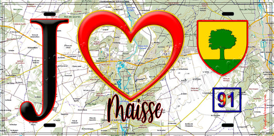 Plaque métal décorative  J' ❤️Maisse, Essonne (91)