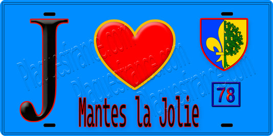 Plaque métal décorative  J' ❤️ Mantes‑la‑Jolie, Yvelines (78)