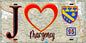 Plaque métal décorative  J' ❤️Margency, Val d'Oise (95) fond carte