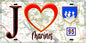 Plaque métal décorative  J' ❤️Marines, Val d'Oise (95) fond carte
