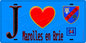 Plaque métal décorative  J' ❤️Marolles-en-Brie, Val de Marne (94) fond bleu