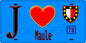 Plaque métal décorative  J' ❤️ Maule, Yvelines (78) fond bleu
