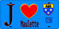 Plaque métal décorative  J' ❤️ Maulette, Yvelines (78) fond bleu