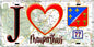 Plaque métal décorative  J' ❤️Mauperthuis, Seine et Marne (77) fond carte