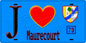 Plaque métal décorative  J' ❤️ Maurecourt, Yvelines (78) fond bleu
