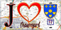 Plaque métal décorative  J' ❤️Mauregard, Seine et Marne (77) fond carte