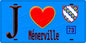 Plaque métal décorative  J' ❤️ Ménerville, Yvelines (78) fond bleu