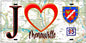 Plaque métal décorative  J' ❤️Menouville, Val d'Oise (95) fond carte