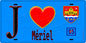 Plaque métal décorative  J' ❤️Mériel, Val d'Oise (95) fond bleu