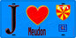 Plaque métal décorative  J' ❤️ Meudon, Hauts de Seine (92) fond bleu