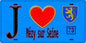 Plaque métal décorative  J' ❤️ Mézy-sur-Seine, Yvelines (78) fond bleu