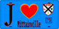 Plaque métal décorative  J' ❤️ Mittainville, Yvelines (78) fond bleu