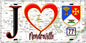 Plaque métal décorative  J' ❤️Mondreville, Seine et Marne (77) fond carte