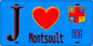 Plaque métal décorative  J' ❤️Montsoult, Val d'Oise (95) fond bleu