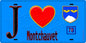 Plaque métal décorative  J' ❤️ Montchauvet, Yvelines (78) fond bleu