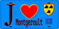 Plaque métal décorative  J' ❤️Montgeroult, Val d'Oise (95) fond bleu